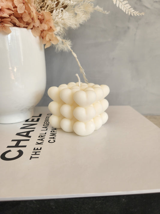 Heart Bubble Pillar Candle